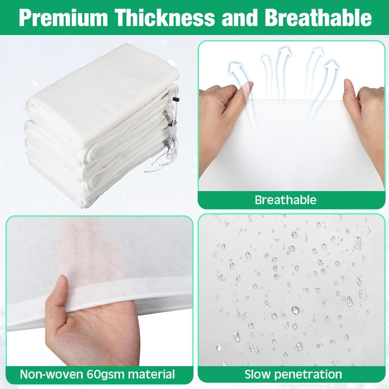 Vincreem 4 Pcs Plant Covers Freeze Protection 35.4" x 59" Winter Frost Blankets for Outdoor Plants with Zipper Drawstring Frost Cloth Freeze Covers Warm Shrub Jacket for Fruit Tree Potted(White) - Image 4