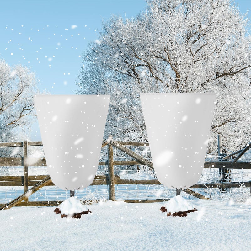 Vincreem 4 Pcs Plant Covers Freeze Protection 35.4" x 59" Winter Frost Blankets for Outdoor Plants with Zipper Drawstring Frost Cloth Freeze Covers Warm Shrub Jacket for Fruit Tree Potted(White) - Image 3