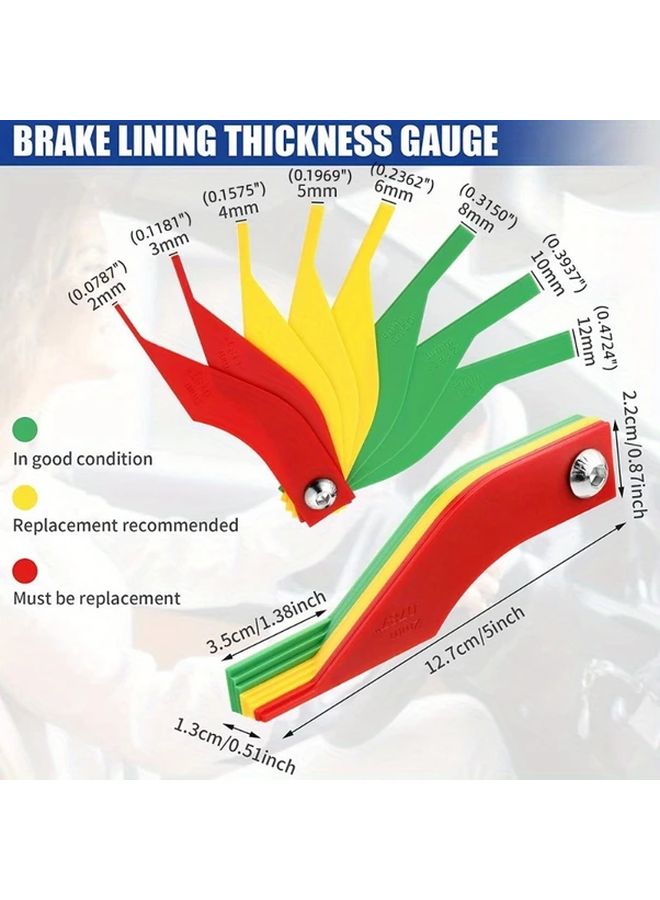 1 Set Car Brake Pad Wear Tester Thickness Gauge Friction Pad Measuring Tool Scale Ruler - Image 3