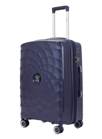 Reflection Paris 20 Inch Navy Carry On Suitcase Luggage Trolley Bag with Durable and Lightweight PP Hardshell 3 Level Telescopic Handle 4 Quiet 360° Wheels and TSA Lock