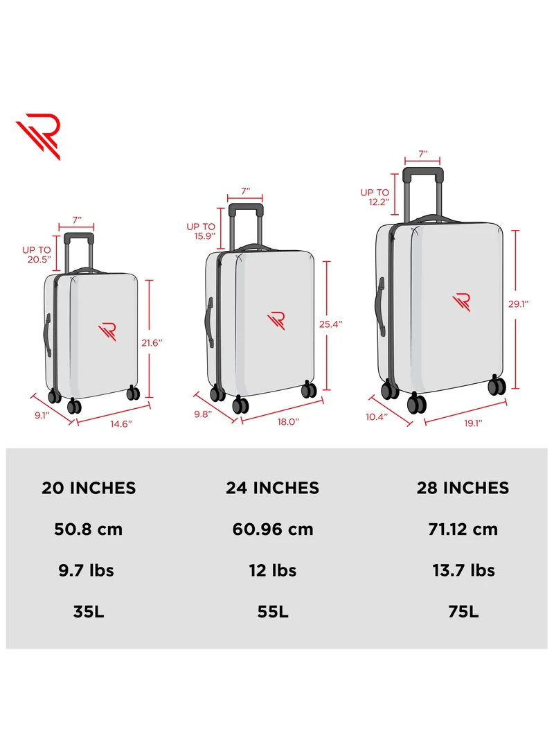 Reflection Paris 20 Inch Navy Carry On Suitcase Luggage Trolley Bag with Durable and Lightweight PP Hardshell 3 Level Telescopic Handle 4 Quiet 360° Wheels and TSA Lock