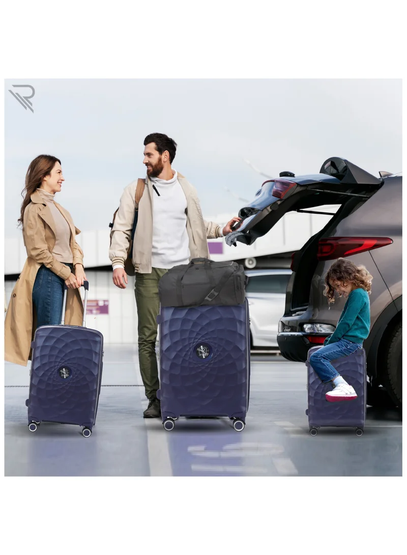 Reflection Paris 20 Inch Navy Carry On Suitcase Luggage Trolley Bag with Durable and Lightweight PP Hardshell 3 Level Telescopic Handle 4 Quiet 360° Wheels and TSA Lock