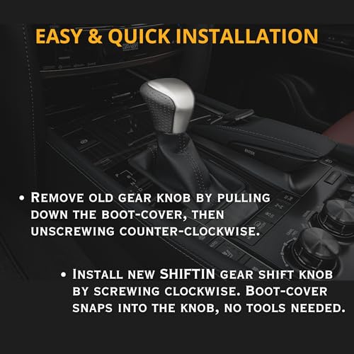 SHIFTIN Leather & Carbon Fiber Wood Trim Gear Shift Knob Gearbox Shifter for Lexus LS460 F-Sport LS-460-L LS600 LS-600h-L and Fits Lexus LX570 LX 570 (Black Leather/Silver Gray) - Image 4