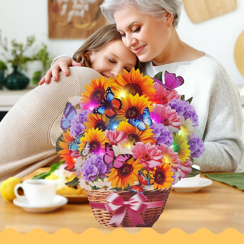 بطاقة عب��د الشمس من ، بطاقة عباد الشمس ثلاثية الأبعاد مع موسيقى وإضاءة، باقة ثلاثية الأبعاد، بطاقة عيد ميلاد، بطاقة ذكرى سنوية، بطاقة عيد الأم للنساء والأمهات والزوجات - Image 5