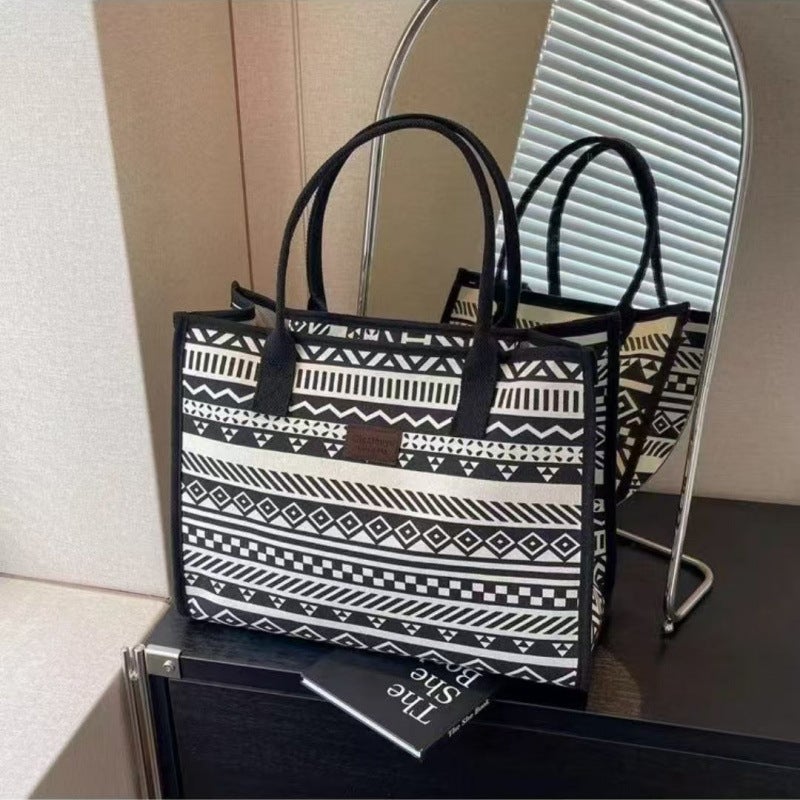 Large Capacity Shoulder Bag Women'S Commuter Canvas Satchel Shopping Bag Travel Commuter Bag - Image 1