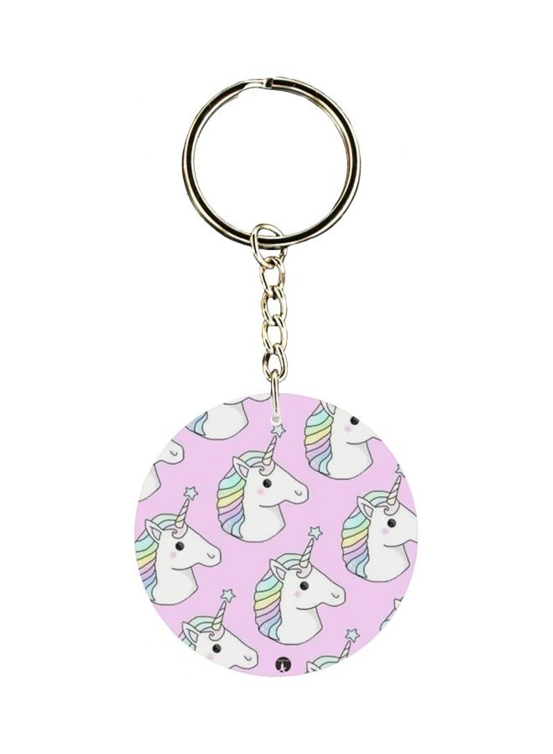 RKN Unicorn Face Printed Double Sided Keychain