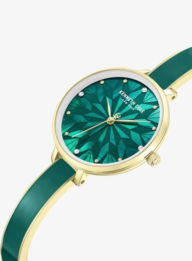Kenneth Cole New York Gold/Green Spring Street Women's 32mm Watch with Green Mother-of-pearl Dial & Gold-Green Stainless Steel Bracelet for Women | Best Price UAE
