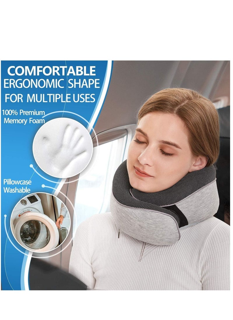 Arabest - Travel Neck Pillow, U Shaped Support Pillow with Storage Bag, Pure Memory Foam Neck Pillow for Chair, Car, Airplane - Image 1