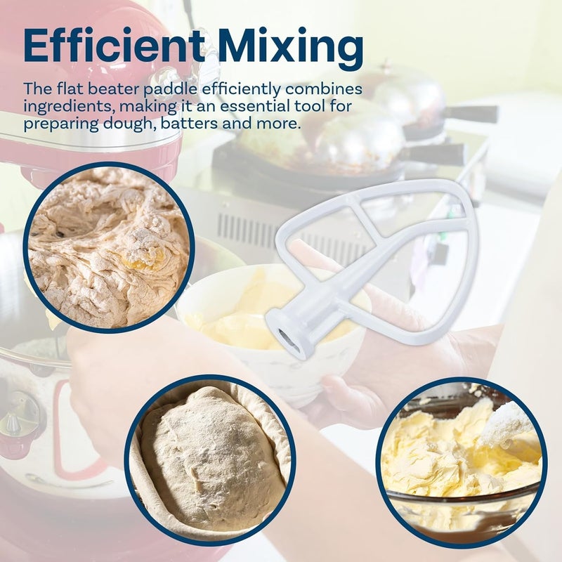 أم موبيل مضرب مسطح K45B لخلاطات KitchenAid سعة 4.5-5 كوارت ذات الرأس المائل من سلسلة Artisan & Classic من – ملحق مضرب ألومنيوم – مضرب معجنات – ملحق خلط بالمضرب – غسيل يدوي فقط - Image 3