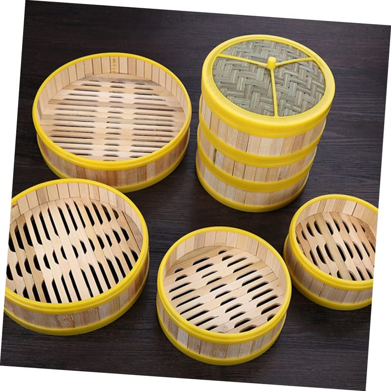Adjustable Height Bamboo Steamer 2PCS Set for Dumplings Eggs Pastries Home Cooking - Image 5