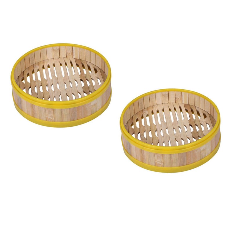 Adjustable Height Bamboo Steamer 2PCS Set for Dumplings Eggs Pastries Home Cooking - Image 2