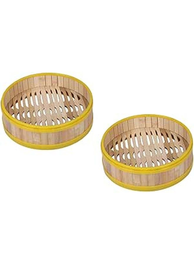 Adjustable Height Bamboo Steamer 2PCS Set for Dumplings Eggs Pastries Home Cooking - Image 1