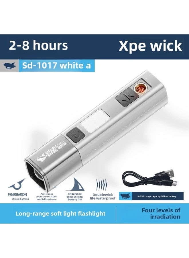 Outdoor Mini High-brightness Long-range Cob Large Floodlight Handheld Flashlight Zoomable Design Lock Buckle Design-Color:1017 Telescopic Multifunctional Flashlight-white  - Image 1