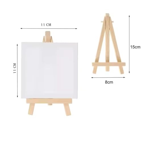 GOLD LEAF Mini 11x11cm Canvas Painting Set with Wooden Desktop Easel – 5Pcs Small Blank Canvas with Easel Stand for Kids & Adults – Ideal for Art, Drawing & DIY Crafts,Beginners & Artists - Image 3