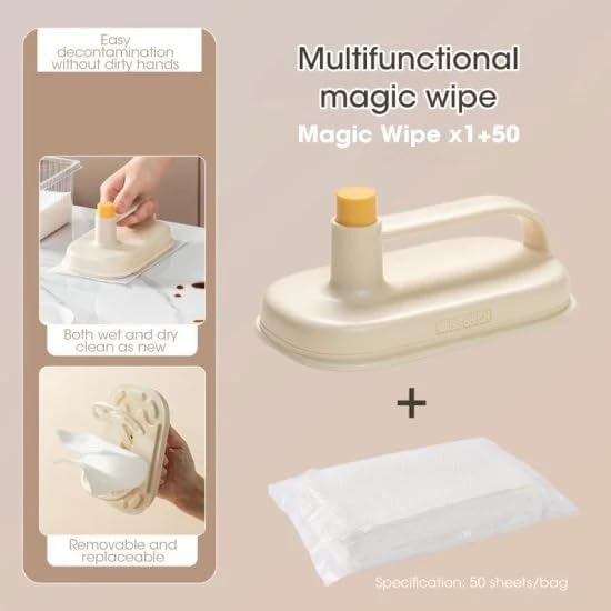 vaughn Disposable Magic Brush Wipes Cleaning Brush with Handle, Replaceable Magic Brush Cleaning Cloth, Cleaning Brush with Tissue Paper and Velcro for Kitchen Bathroom(with 50 pcs Tissue) - Image 3