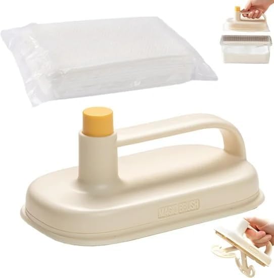vaughn Disposable Magic Brush Wipes Cleaning Brush with Handle, Replaceable Magic Brush Cleaning Cloth, Cleaning Brush with Tissue Paper and Velcro for Kitchen Bathroom(with 50 pcs Tissue) - Image 1