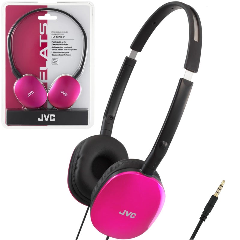 JVC Flats On-Ear Wired Headphones - Flat Foldable Design - 30mm Driver for Powerful Sound - Soft Ear-Pads for Comfort â€“ Steel Headband - Lightweight & Portable - PC/Laptop/Gaming - 3.5mm Slim Plug - Image 1