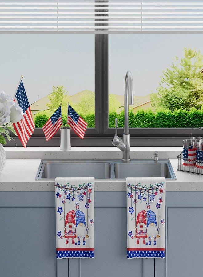 XCHI Wood Swing Gnomes America Stars Patriotic 4th of July Memorial Day Independence Day Kitchen Towels Dish Towels 18x26 Inch Set of 2 Home Decorations Hand Towels Drying Dishcloth - Image 5
