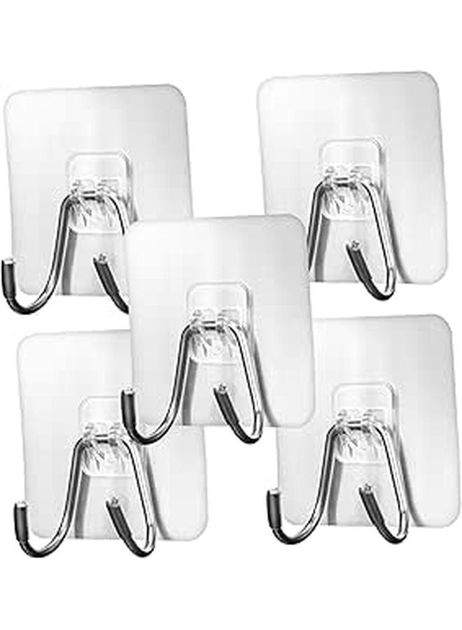 5Pcs Heavy Duty Stainless Steel Adhesive Hooks for Wall Kitchen Bathroom Bedroom - Image 1