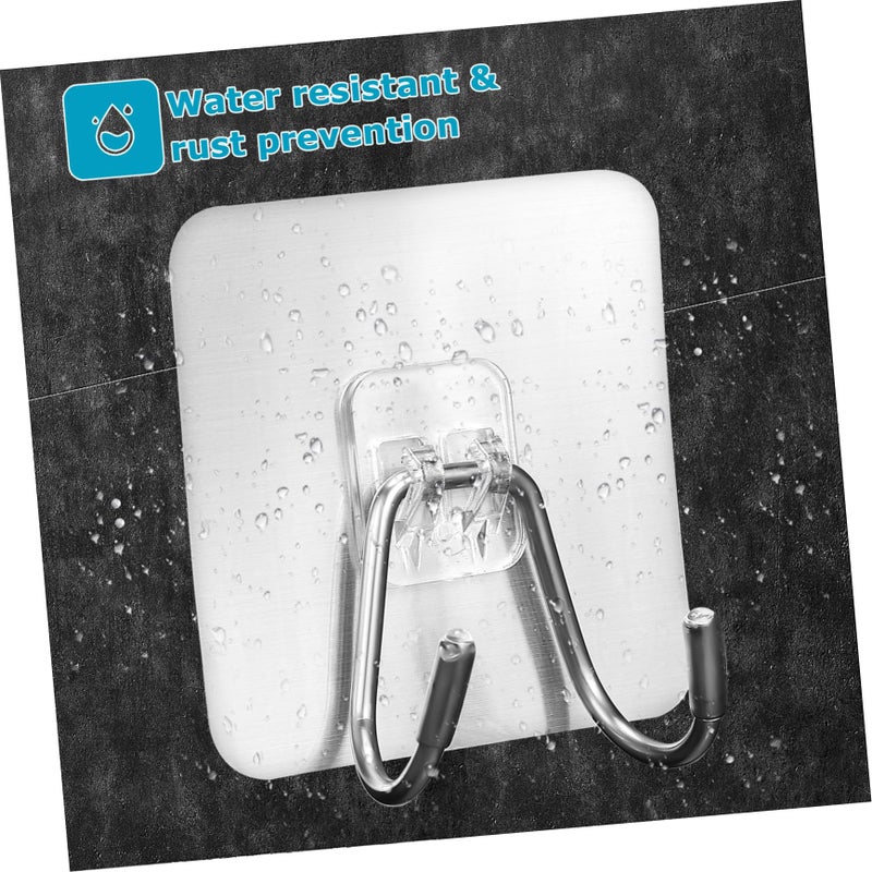 5Pcs Heavy Duty Stainless Steel Adhesive Hooks for Wall Kitchen Bathroom Bedroom - Image 3