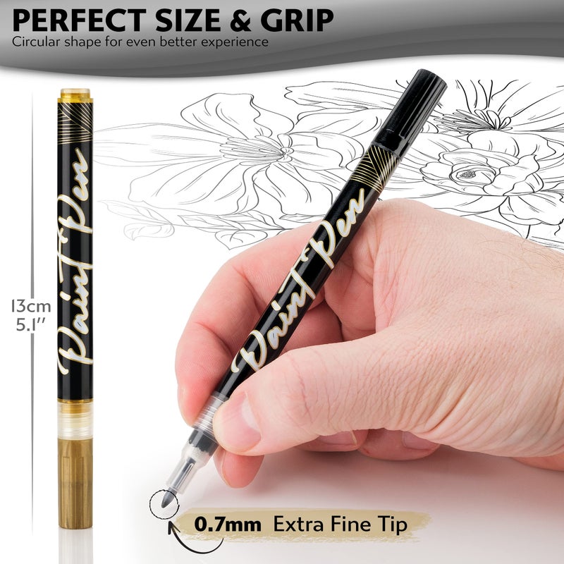 Stylo Acrylic Paint Pens, 4 Acrylic Marker Pens, Gold Silver Black & White - Image 2