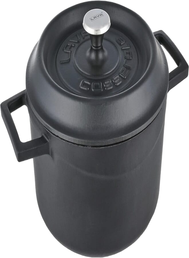 Lava LV Y TC 20 K2 MAT BL Cast Iron Casserole With Cast Iron Self Handles, Round, 20 x 20 cm - Black