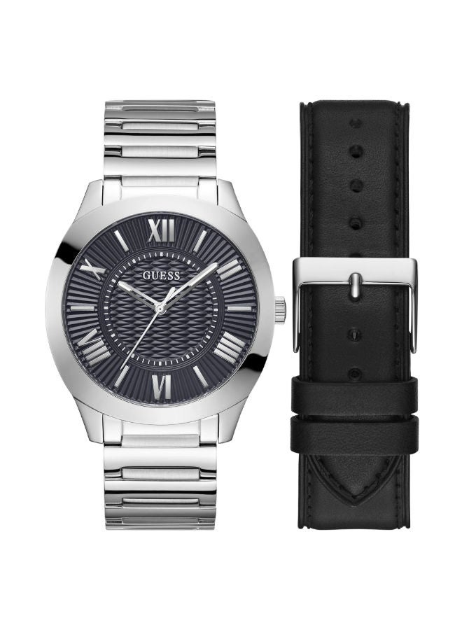 GUESS Stainless Steel Analog Wrist Watch GW0711G1 with Black Leather Strap - Image 1