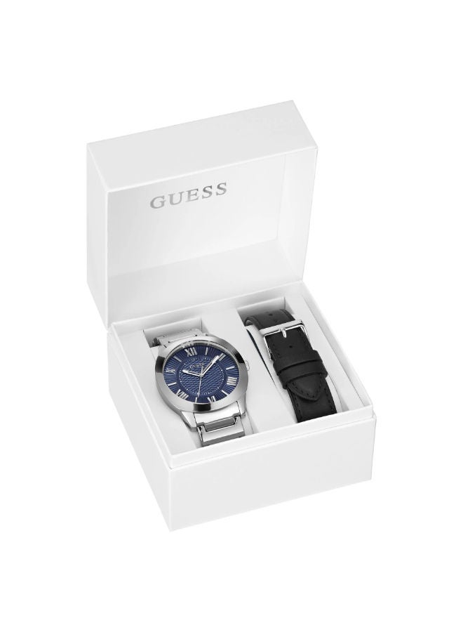 GUESS Stainless Steel Analog Wrist Watch GW0711G1 with Black Leather Strap - Image 2