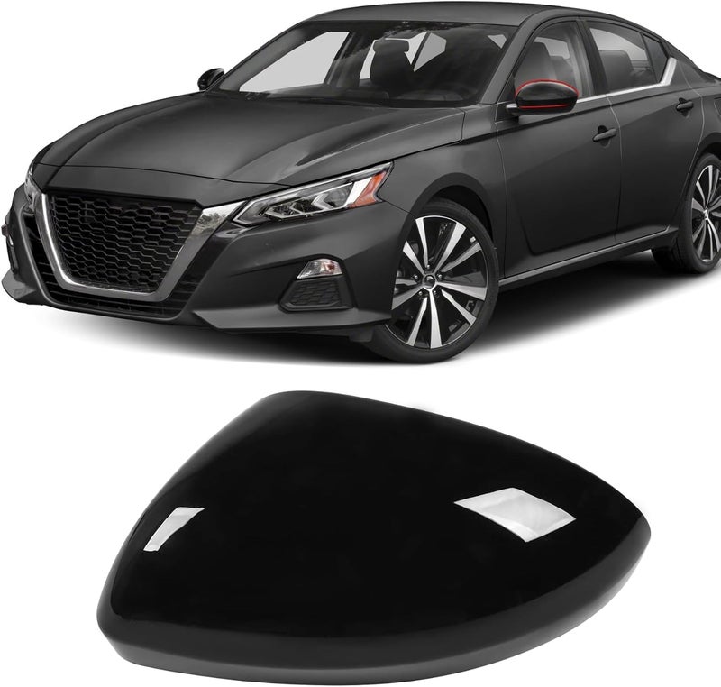 Moonlinks Compatible with Nissan Altima 2019 2020 2021 2022 2023 2024 Left Side Mirror Cover Replacement, Glossy Black Exterior Left Driver Side Door Rear view Mirror Cap Trim Affordable fast purchase options - Image 1