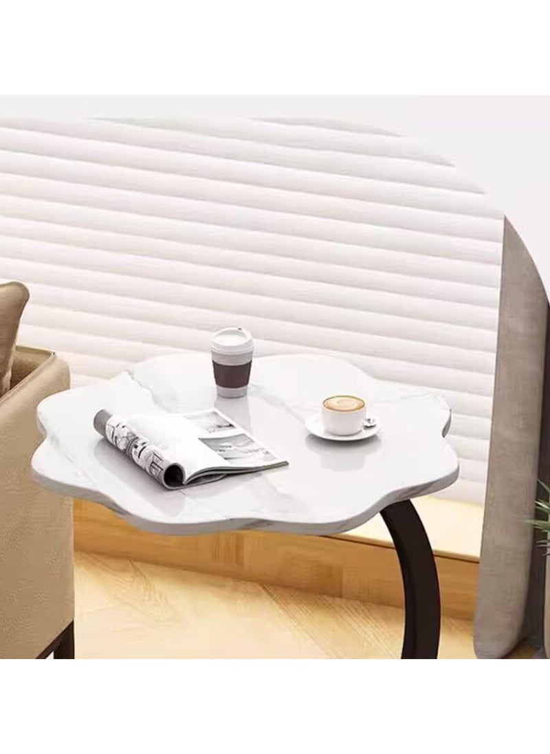 Coffee Table Double Layered Petal Circular Coffee Table Sofa Side Table Modern Minimalist Coffee Table Marble Living Room Bedroom White