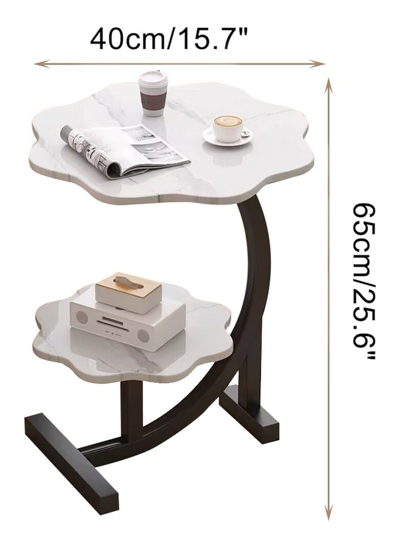 Coffee Table Double Layered Petal Circular Coffee Table Sofa Side Table Modern Minimalist Coffee Table Marble Living Room Bedroom White