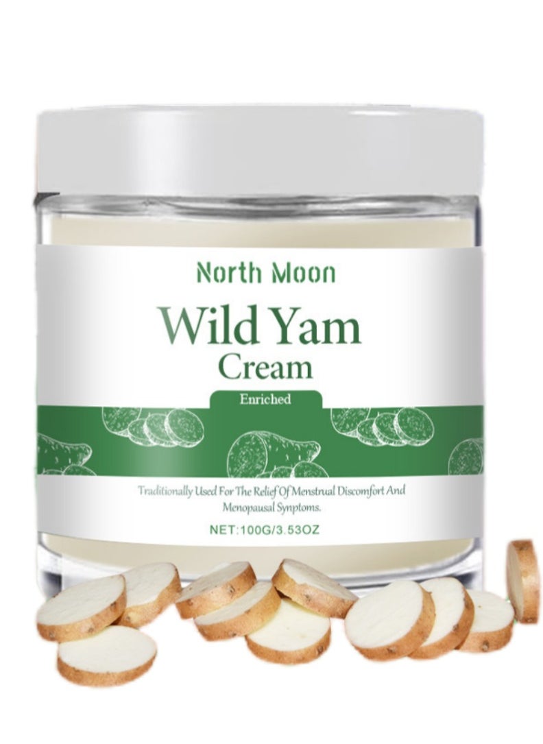 NORTH MOON Wild Yam Cream, Organic Enriched Wild Yam Cream, All Natural Body Moisturiser, Tight Skin, Wild Yam Cream Hormone Balance, Anti Wrinkle, Relief, Skin Cream for Women Dry Skin, PMS & Menopause Relief 100g  - Image 1
