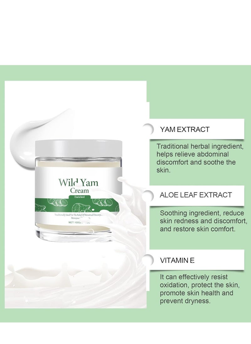 NORTH MOON Wild Yam Cream, Organic Enriched Wild Yam Cream, All Natural Body Moisturiser, Tight Skin, Wild Yam Cream Hormone Balance, Anti Wrinkle, Relief, Skin Cream for Women Dry Skin, PMS & Menopause Relief 100g  - Image 2