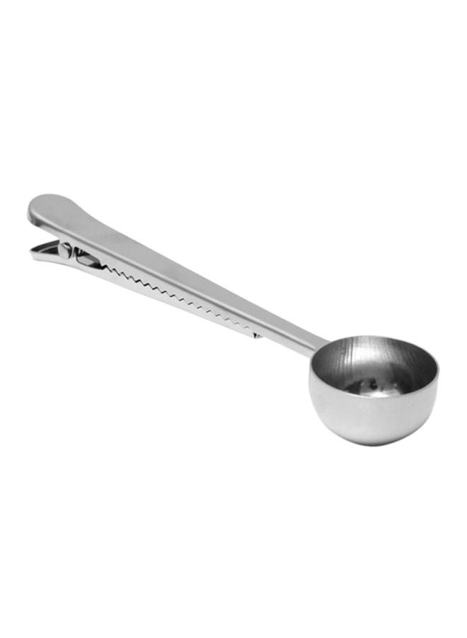 Stainless Steel Coffee Spoon with Clip Silver 18 by 4 by 4 Centimeters - Image 1