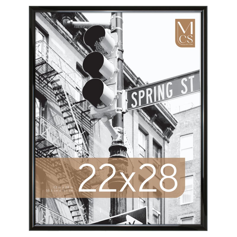 MCS Trendsetter 22x28 Poster Frame Black HighGloss Vertical  Horizontal Wall Hanging Large Picture Frame for Photos Posters  Art Prints 1Pack
