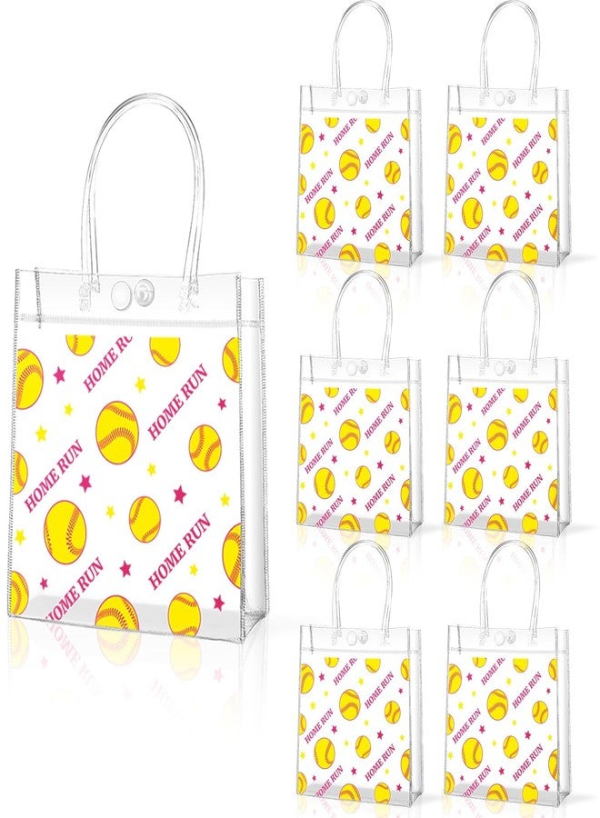 Lonfliness 24Pcs Softball Clear PVC Gift Bag with Handles Bulk Sport Theme Goodie Treat Candy Bags Softball Present Bags for Girls Birthday Baby Shower Party Favor Decors Supplies 8 x 8 x 3In - Image 1