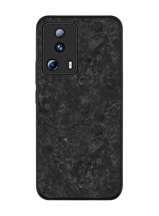 Stylizedd جراب قوي بحافة سوداء لهاتف Xiaomi 13 Lite 5G / Xiaomi Civi 2 5G، جراب رفيع ناعم بحواف مطاطية مرنة ومضاد للسقوط من مادة TPU جل رفيعة - ملمس رخامي أسود - Image 1