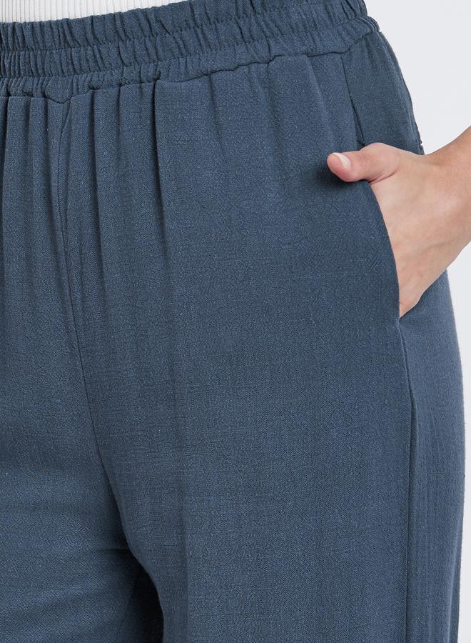 Styli Charcoal Linen Look Pants with Elastic Waist - Image 3