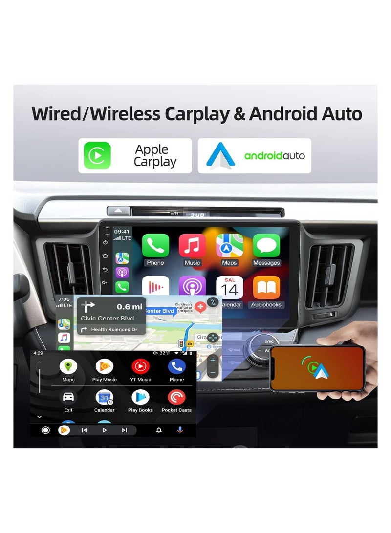 Android Car Stereo for TOYOTA RAV4 2013-2017 2GB RAM 32GB ROM 10 Inch Support Apple Carplay, MirrorLink WiFi BT, 2.5D IPS Touch Screen with AHD Camera Included