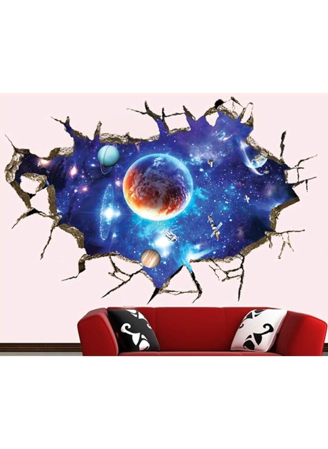 erorex 3D Broken Wall Space Planet Fx8502 Wall Sticker Bedroom Living Room Ceiling Decoration Pvc Removable  - Image 1