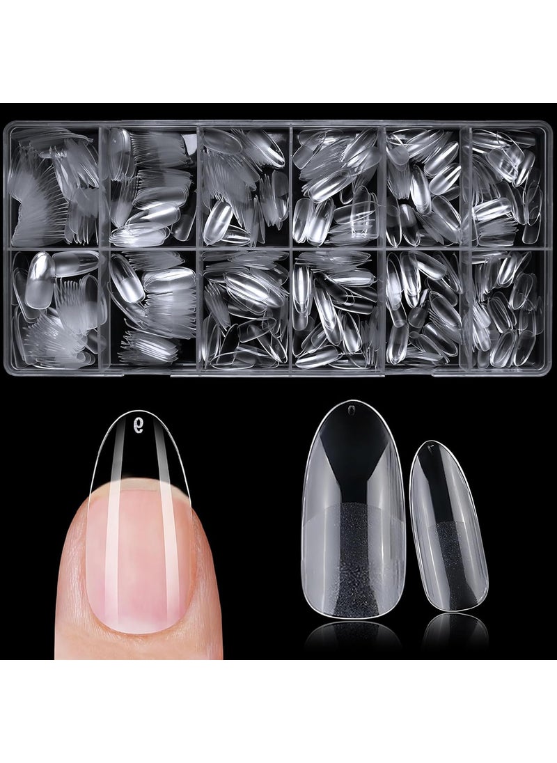 LifexTol - 600pc Long Round Nail Tips Fake Nails Press on Nails Clear Nail Tip Full Cover False Nails Artificial Fingernail, 12 Sizes Soft x Gel Nail Tips for Acrylic Nails x Gel Nail Extensions - Image 1