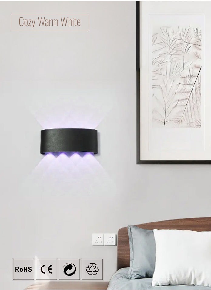 MODI 8*2W Modern LED RGB Multi Color Wall Light , IP65 Waterproof, 1500lm, Up & Down Lighting - Black  - Image 4