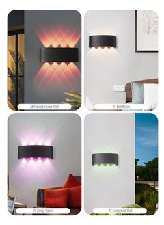 MODI 8*2W Modern LED RGB Multi Color Wall Light , IP65 Waterproof, 1500lm, Up & Down Lighting - Black  - Image 5