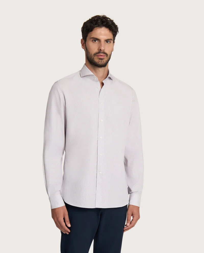 كاميتشسما Trendy Bordeaux Slim Comfort Dobby Shirt