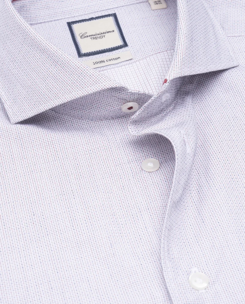كاميتشسما Trendy Bordeaux Slim Comfort Dobby Shirt
