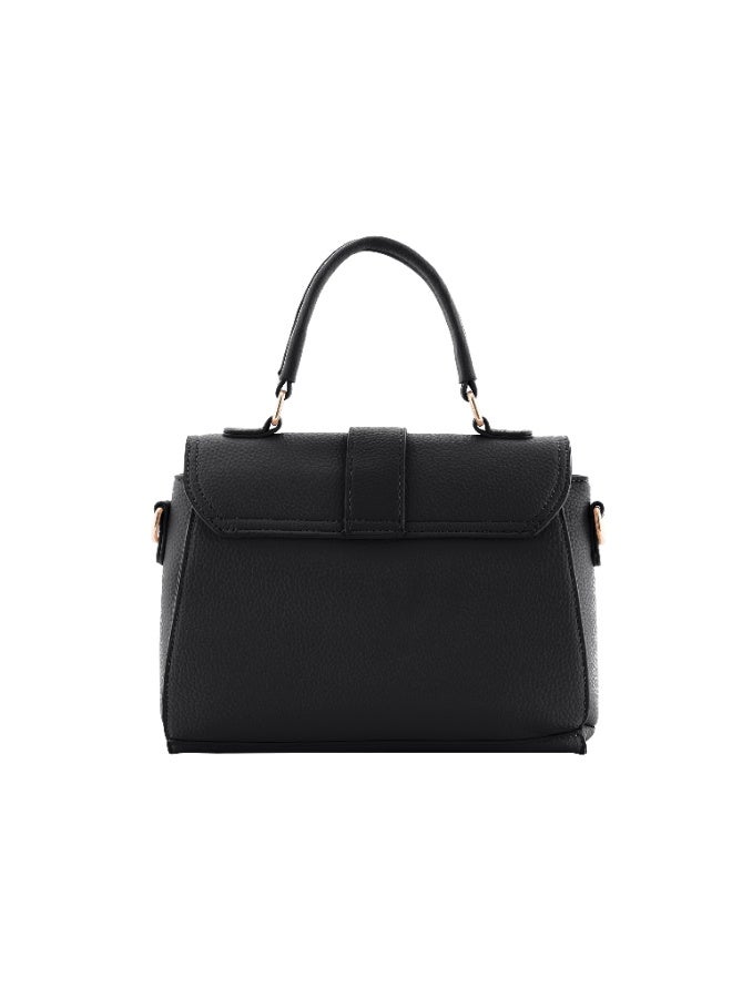 فوسكا شنطة كتف وكروس نسائية Foska لون أسود جلد فاخر بمقبض علوي – مثالية للعمل والمناسبات - Image 4