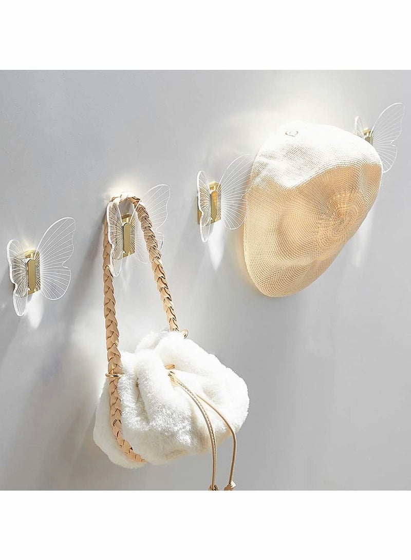 Y&D Decor Wall Hooks Heavy Duty for Hanging Coat Clothes Caps Hat Scarf Jacket Bag Robe;Butterfly Hook Up Decorative Bedroom Bathroom Balcony Office Room;Screw Include Drilling Installation,Gold 1 Set  - Image 5