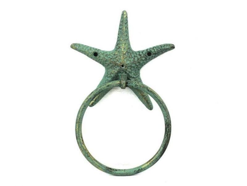 Antique Bronze Cast Iron Starfish Towel Holder 85 Inch Starfish Decoration Sea Home Decor