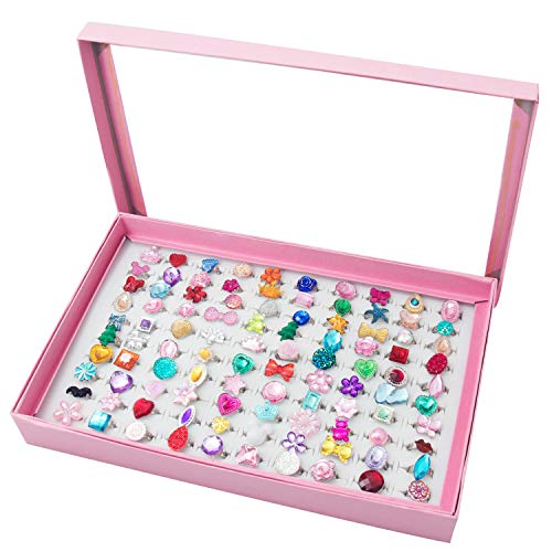SOTOGO ONEST 100 Pieces Little Girl Rings Jewelry Rings Girl Pretend Play Ring and Dress up Ring Little Girls Gift - Image 1