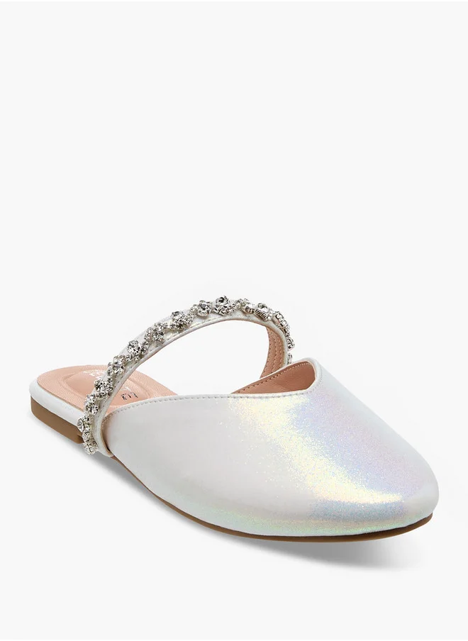 Celeste Girls' Embellished Slip-On Mules